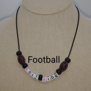 FOOTBALL / ROLL TIDE  Beaded Necklace Girl/Boy or Adult Sports Necklace |